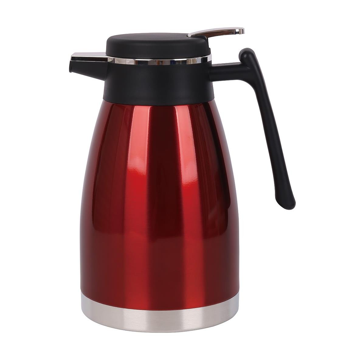 Röd ståltermos Bistro 1,5L med svart lock och handtag