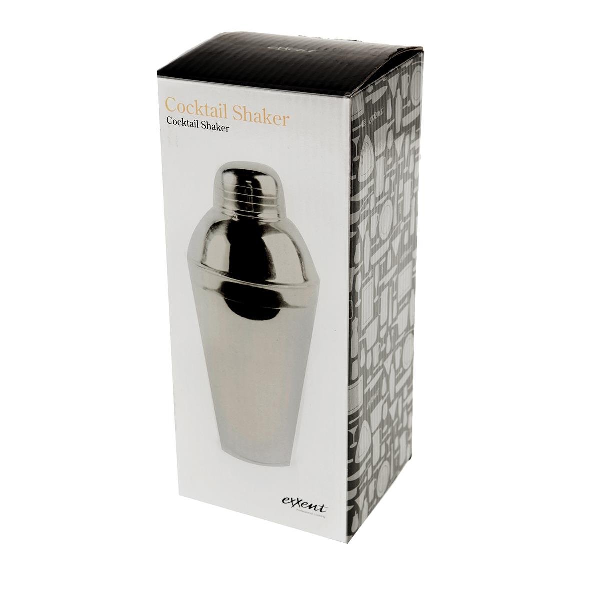 Stilren cocktailshaker i metall i förpackning