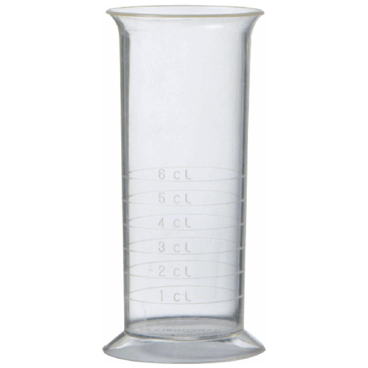 Mätglas med kapacitet från 1 till 6 centiliter, tydliga markeringar för mätning