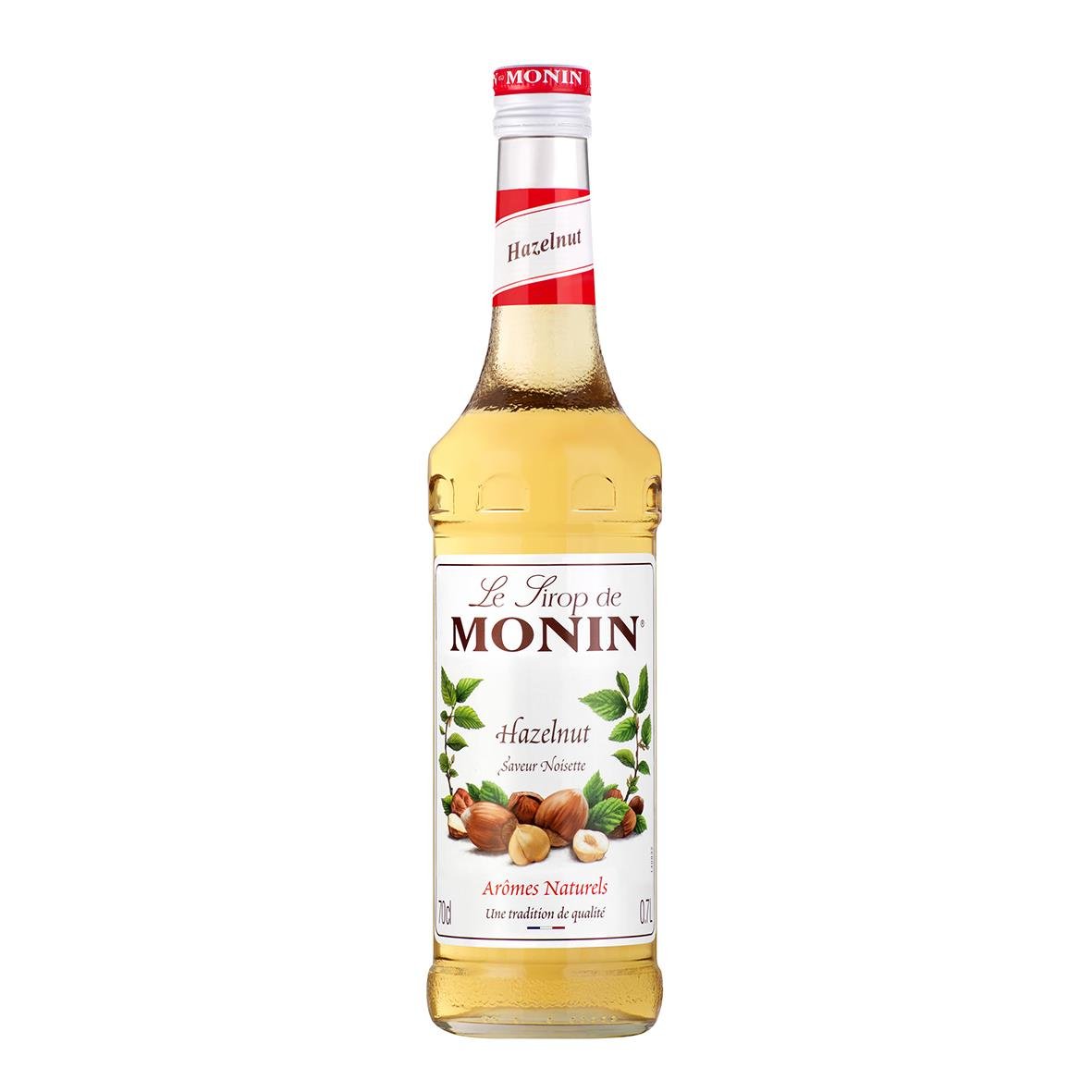 Smaksättare Monin Syrup Hasselnöt 70cl flaska med etikett