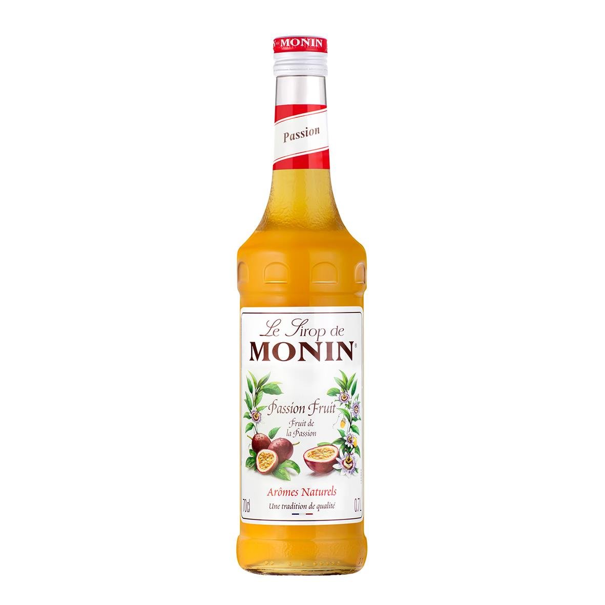Smaksättare Monin Passion 70cl-flaska med passionsfrukt och bär på etiketten