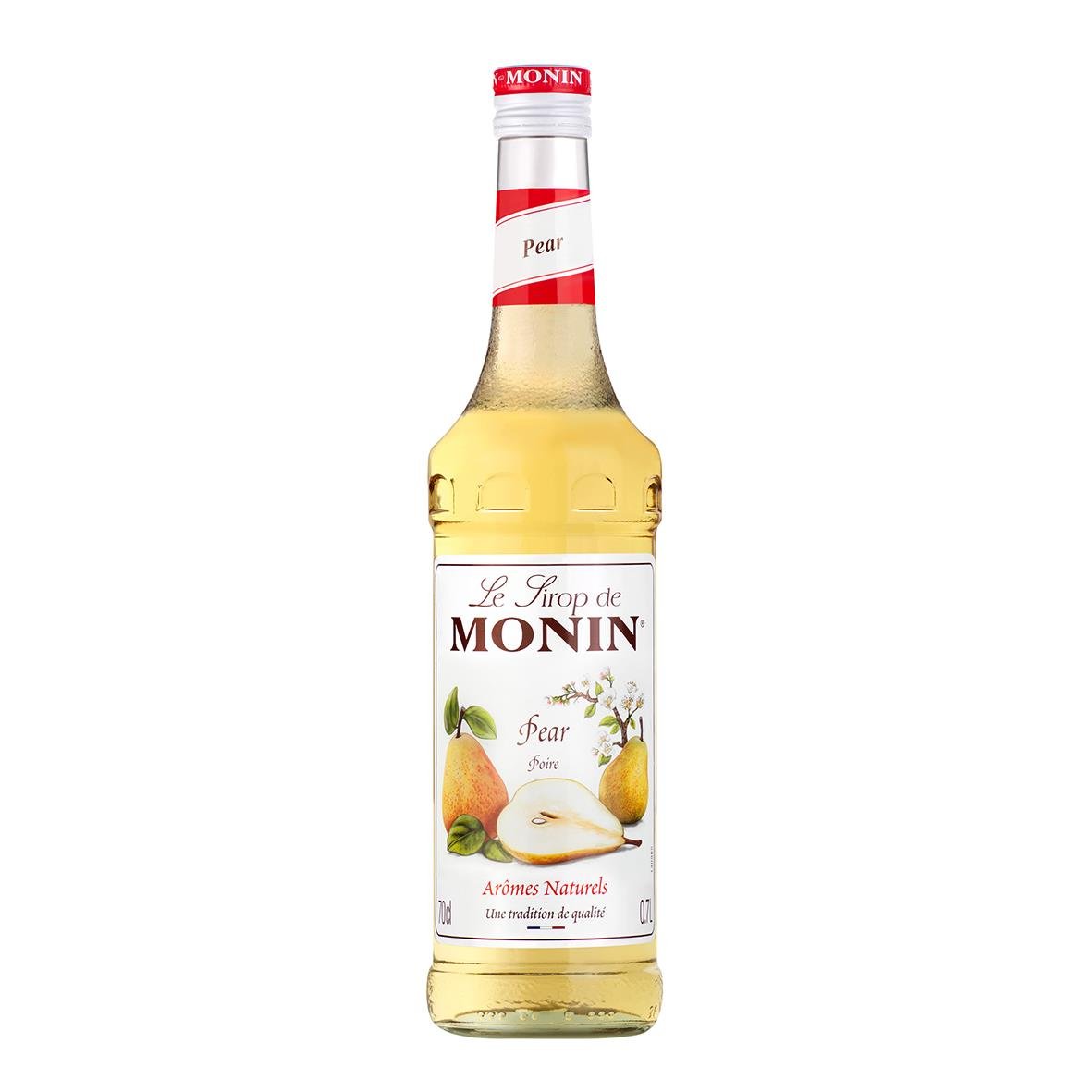 Smaksättare Monin Syrup Päron 70cl med bild av päron och flaska