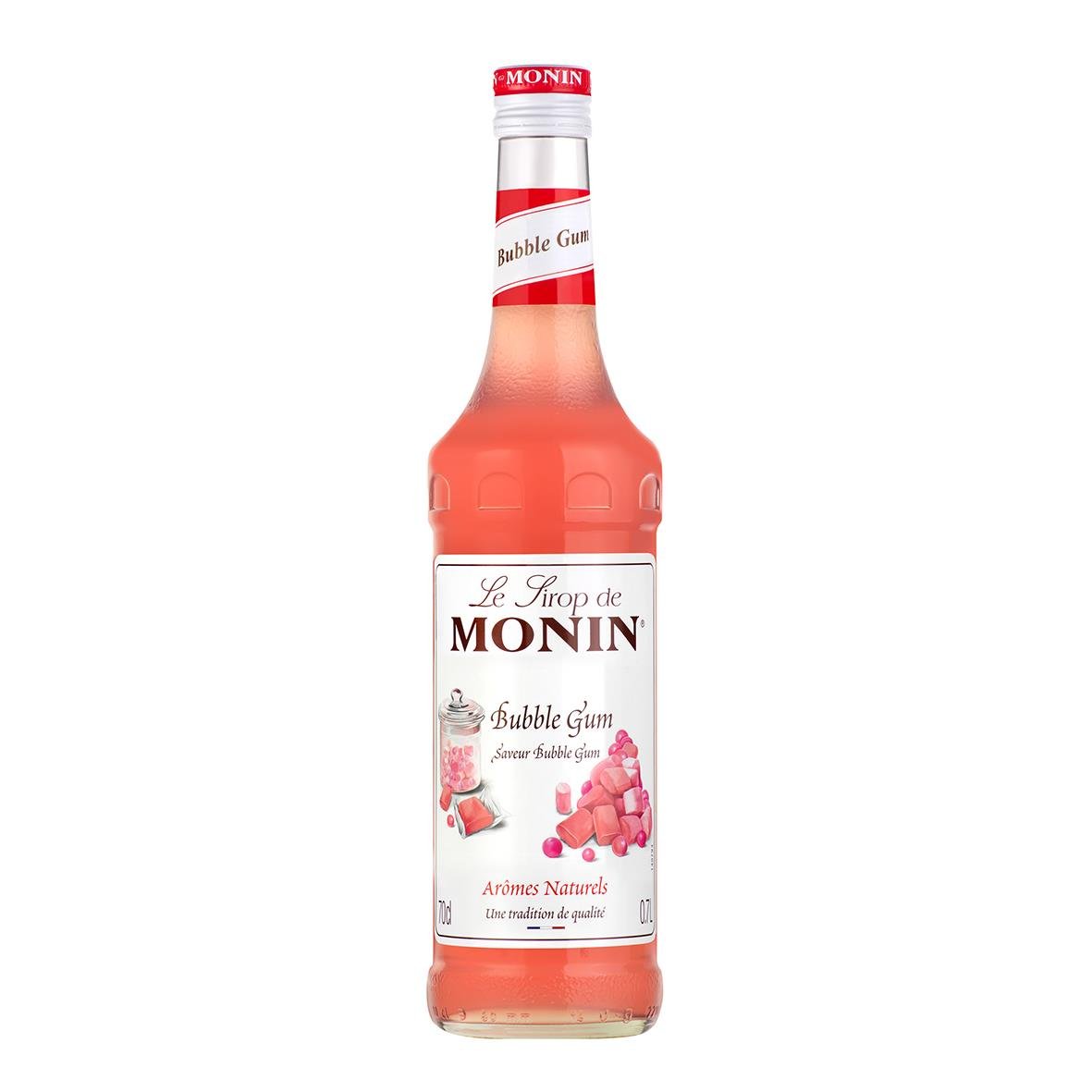 Monin Bubblegum sirup 70cl flaska med rosa färg och etikett