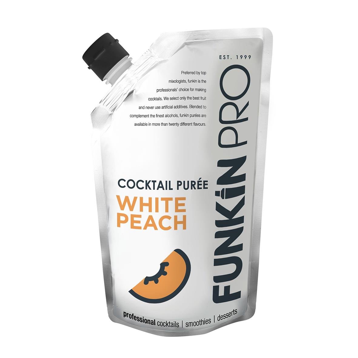 Funkinpro persikfruktpuré i påse, 1 kg, för cocktails och smoothies
