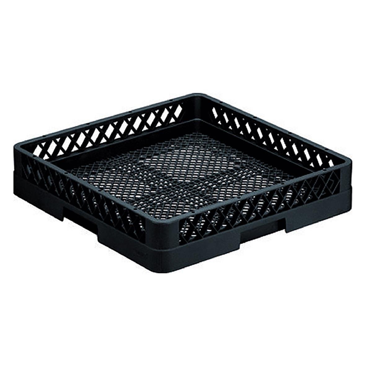Svart diskback baskorg för bestick, 493x493x100mm, plast med ventilationshål