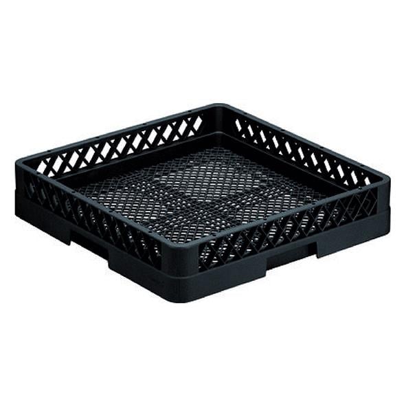 Svart diskback baskorg för bestick, 493x493x100mm, plast med ventilationshål