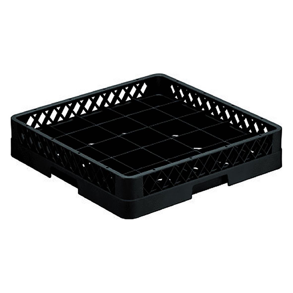 Svart diskback med 25 fack, mått 493x493x100mm, plastkorg för förvaring