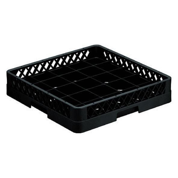 Svart diskback med 16 fack, mått 493x493x100mm, plast