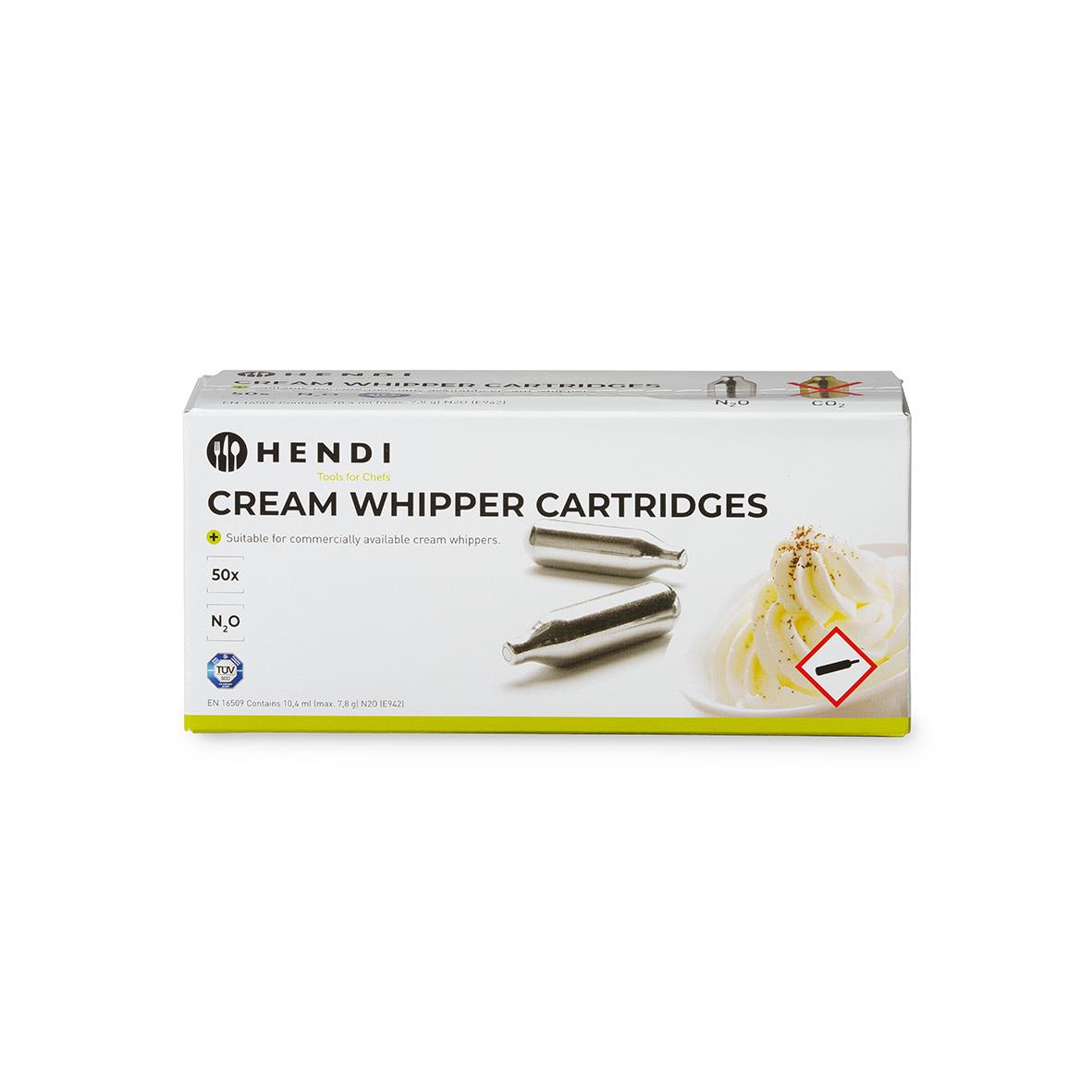 Förpackning med Hendi Cream Whipper-kapslar för vispgrädde