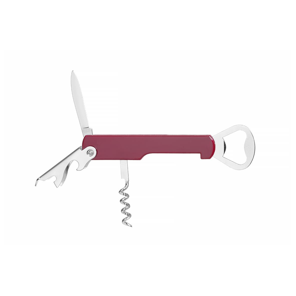 Röd korkskruv och vinöppnare med flera funktioner