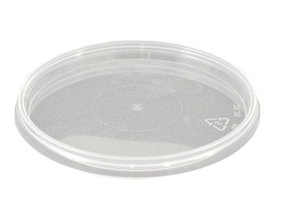 Rund, genomskinlig plastlock för plastbägare med diameter 95mm