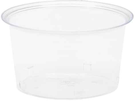 Klar rund plastbägare från Duni med volym på 180ml och diameter på 85mm