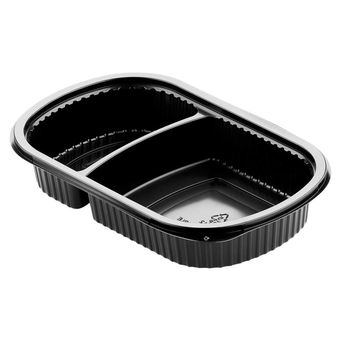 Svart plastlåda Duni Mealbox 2-F PP, 500/250ml, rektangulär