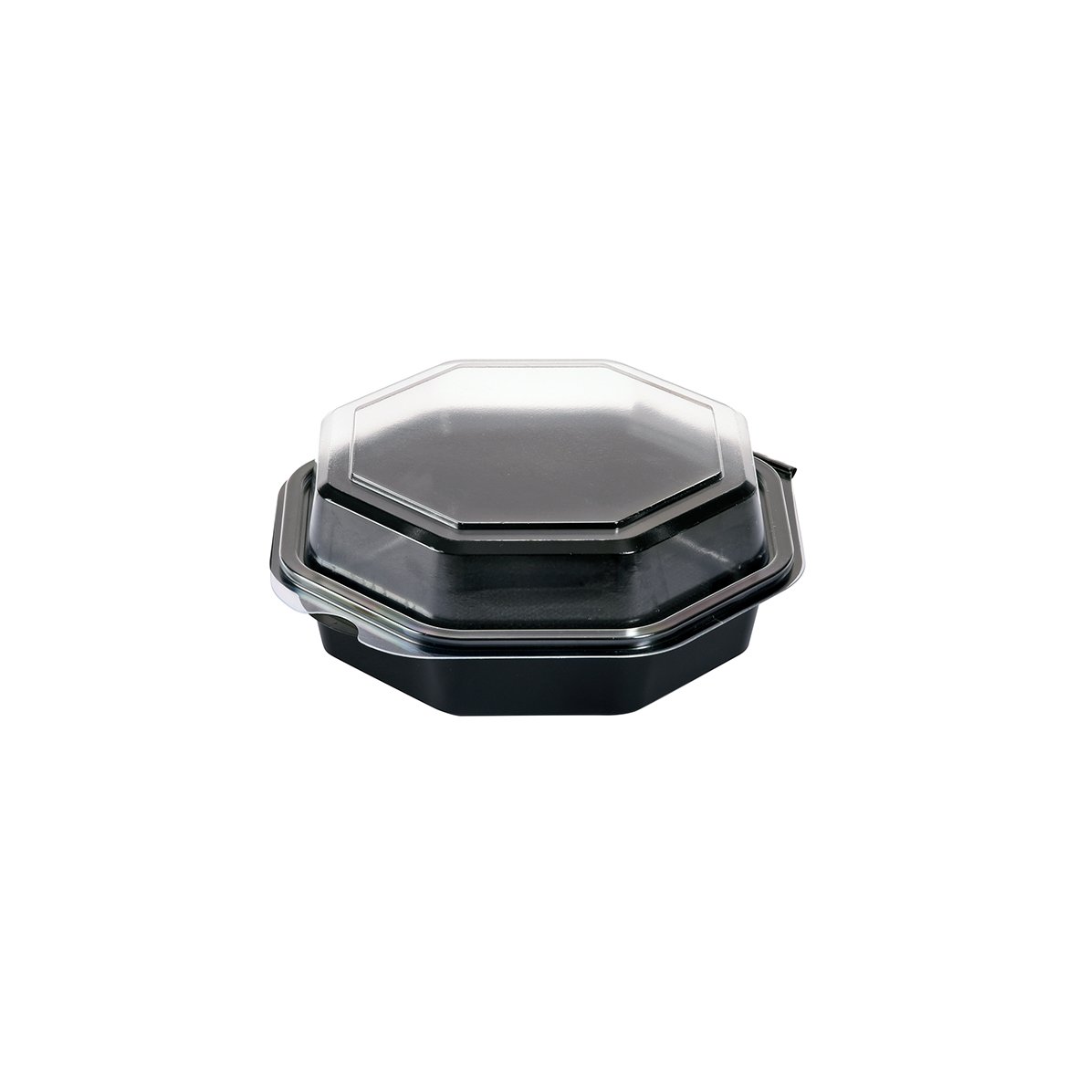 Svart och klar plastlåda Duni Octaview PS 400ml