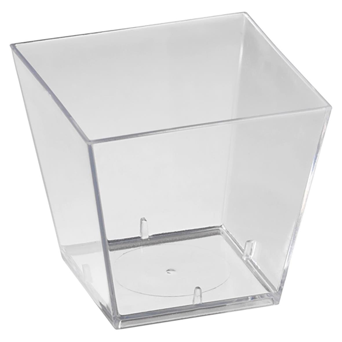 Fyrkantig genomskinlig plastbägare från Duni, 49x49x46mm, 60ml