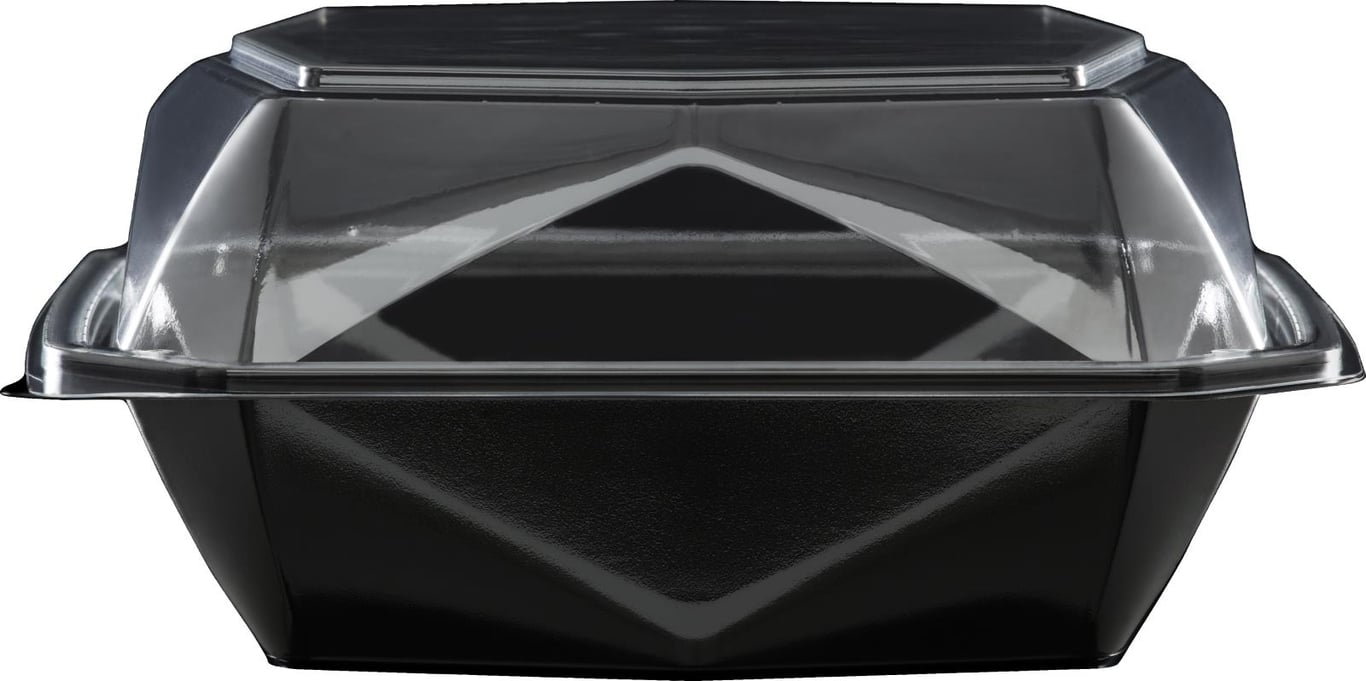 Svart och klar plastlåda med lock för matförvaring, 800ml
