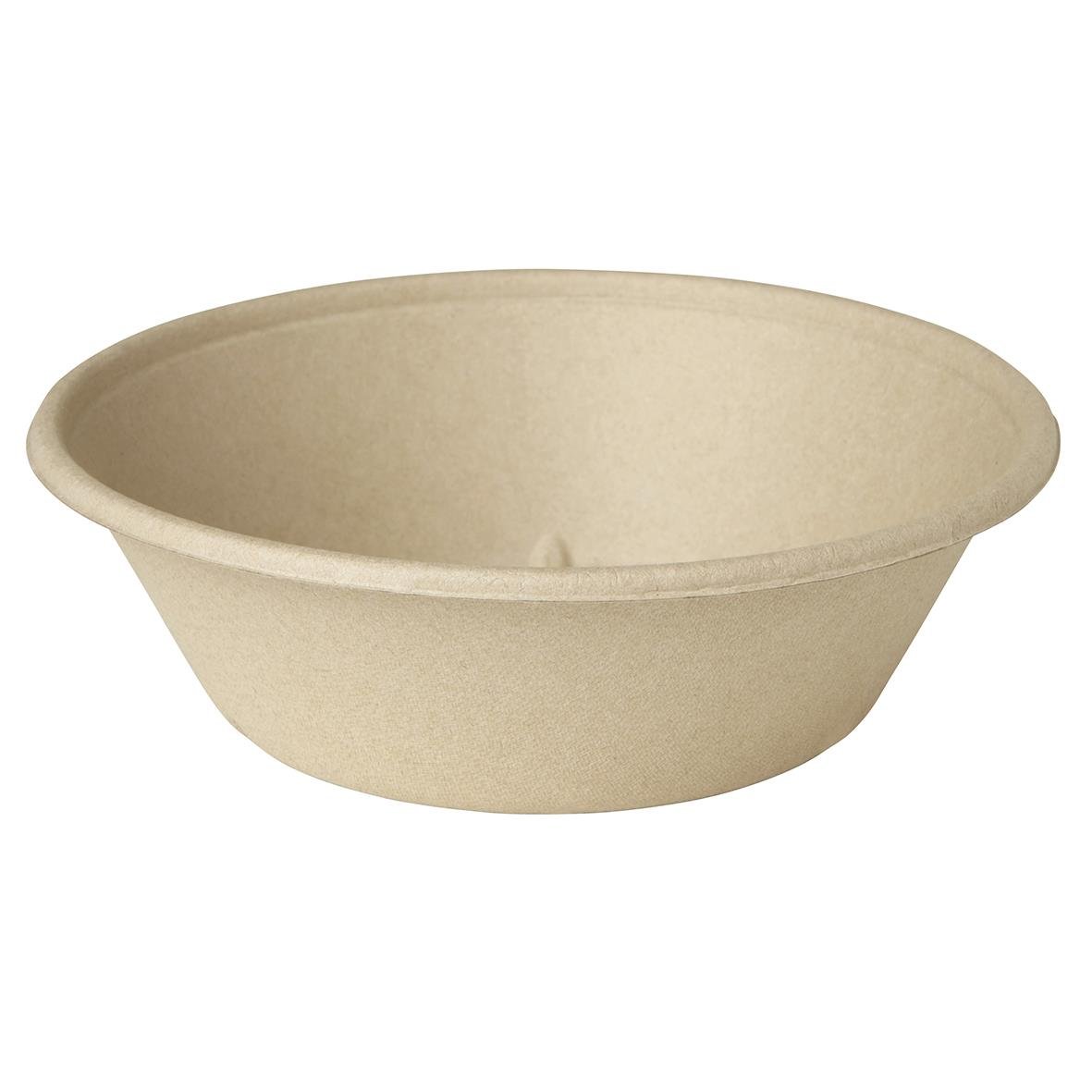 En beige skål av bagasse med kapacitet på 1000 ml