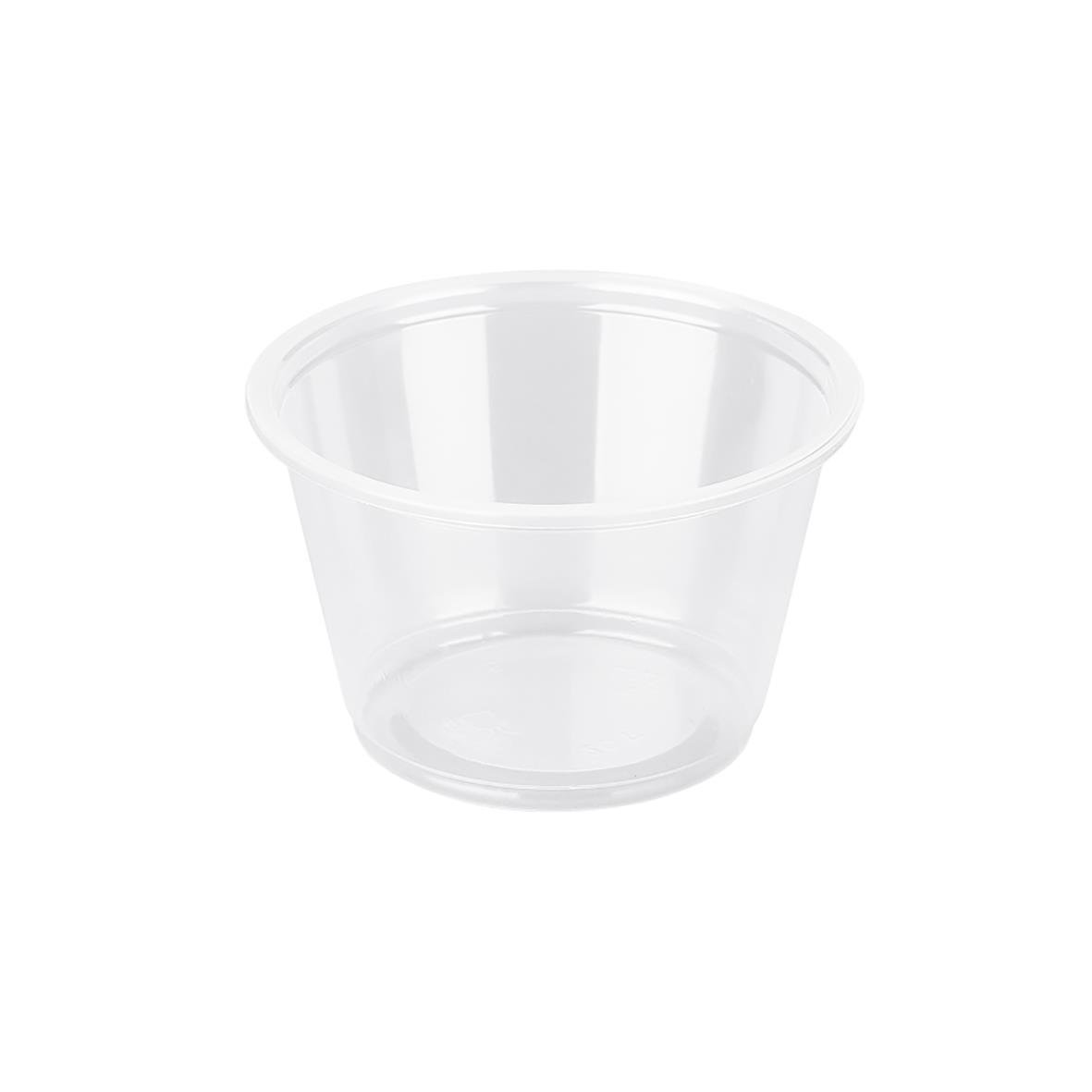 Rund plastbägare i klar PP med diameter 74 mm och höjd 45 mm, volym 110 ml