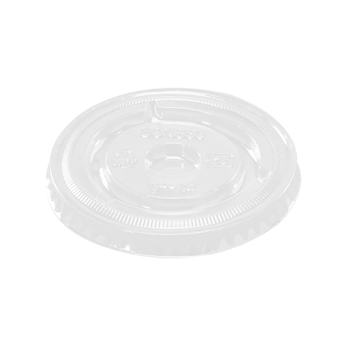 Rund plastlock till klar PET-bägare med diameter 74mm