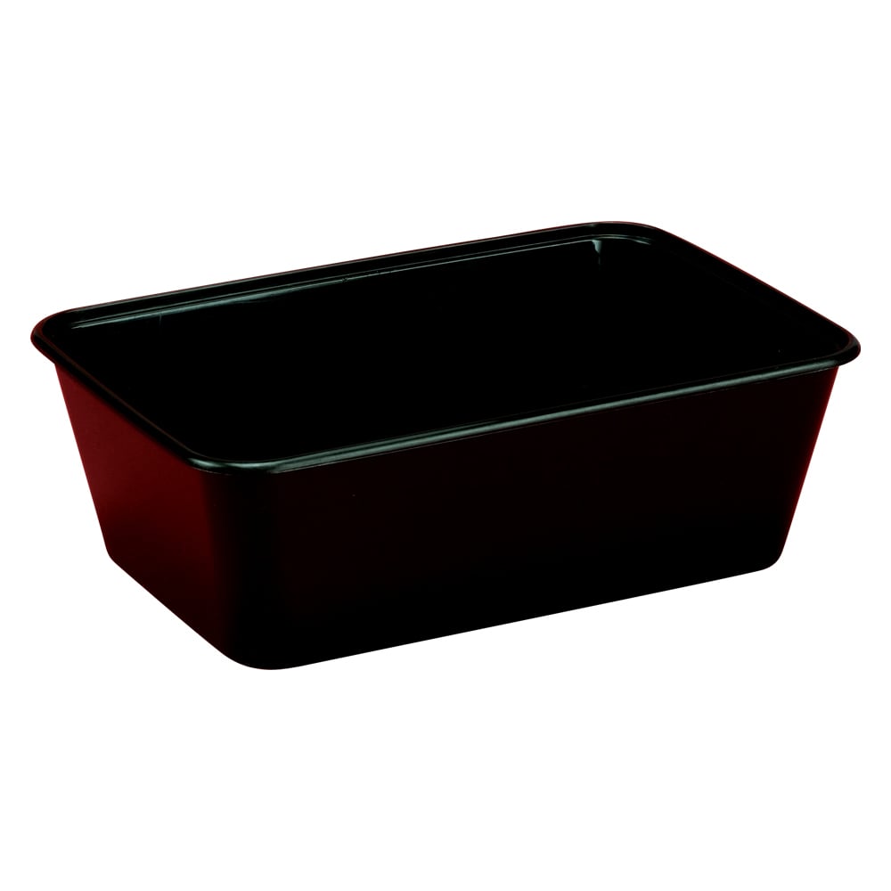 Svart plastlåda med måtten 175x120x52mm och volym på 750ml