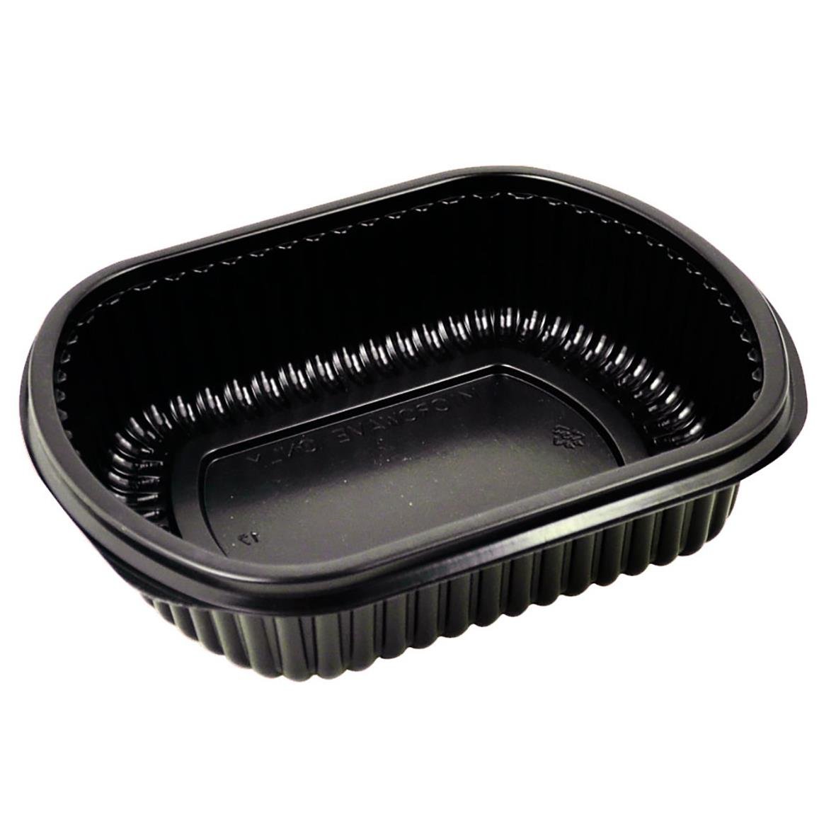 Svart plastlåda med måtten 238x203x38mm och volym 1071ml