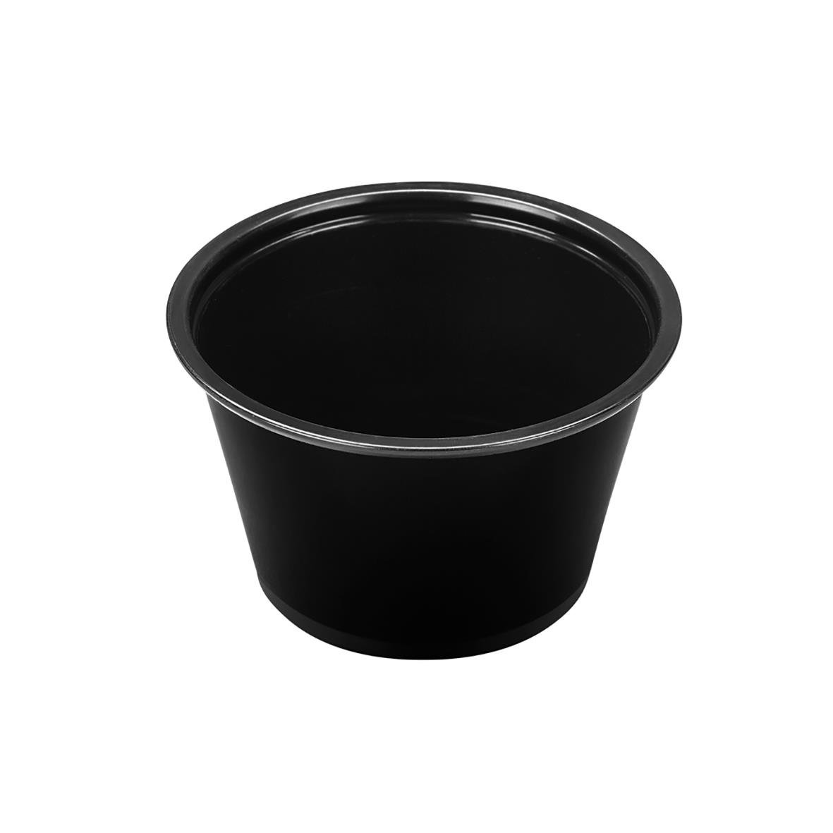 Svart rund plastbägare PP Ø74x45mm 110ml