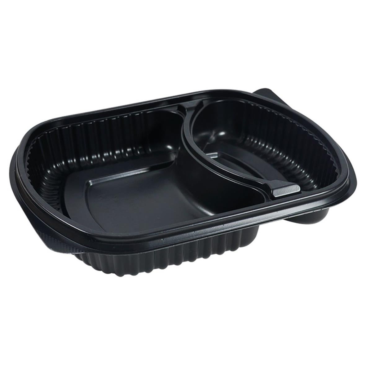 Svart plastform 2-delad PP, 238x203x38mm, 625/298ml, oval form