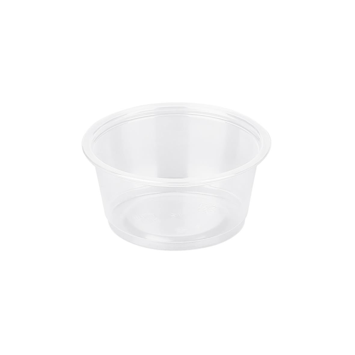 Rund klar plastbägare i PP med diameter 62mm och höjd 27mm, 60ml