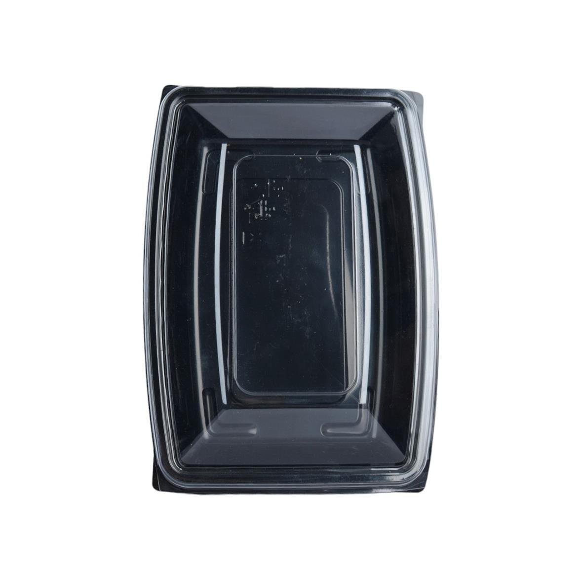 Svart salladsbox med lock, 750 ml, plastbehållare för sallad