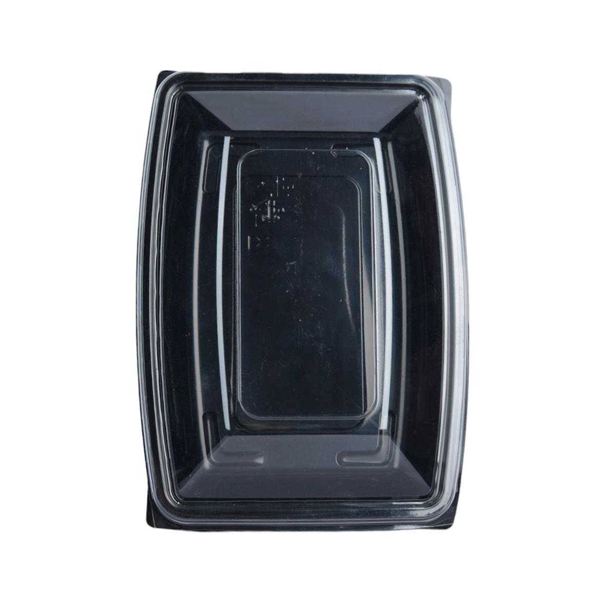 Svart plast salladsbox med lock, 750ml