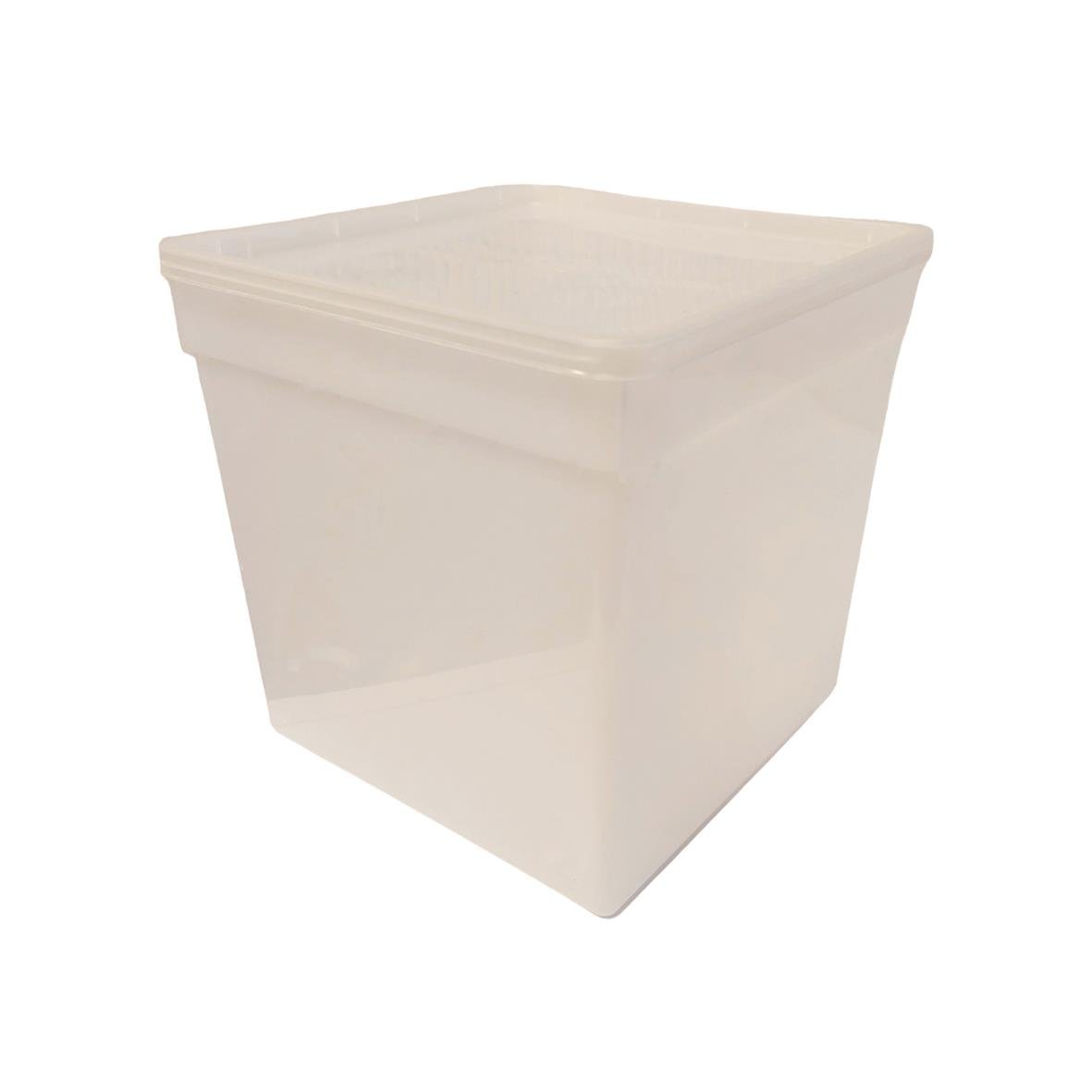 Klar plastburk med slätt lock, 185x185x190mm, 5800ml, transparent