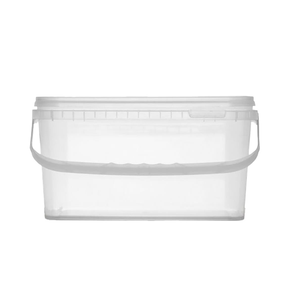 Rektangulär transparent plastlåda med lock, 2000ml, mått 191x129mm