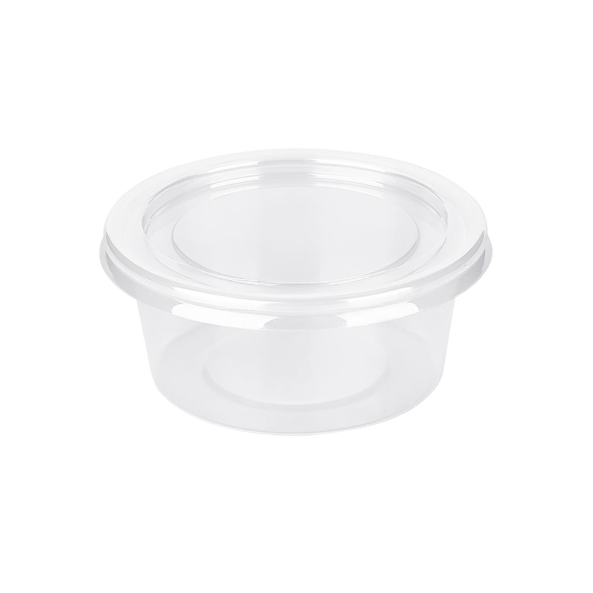 Klar plastbägare med lock, rund, 200ml, diameter 97mm, PP/PET material