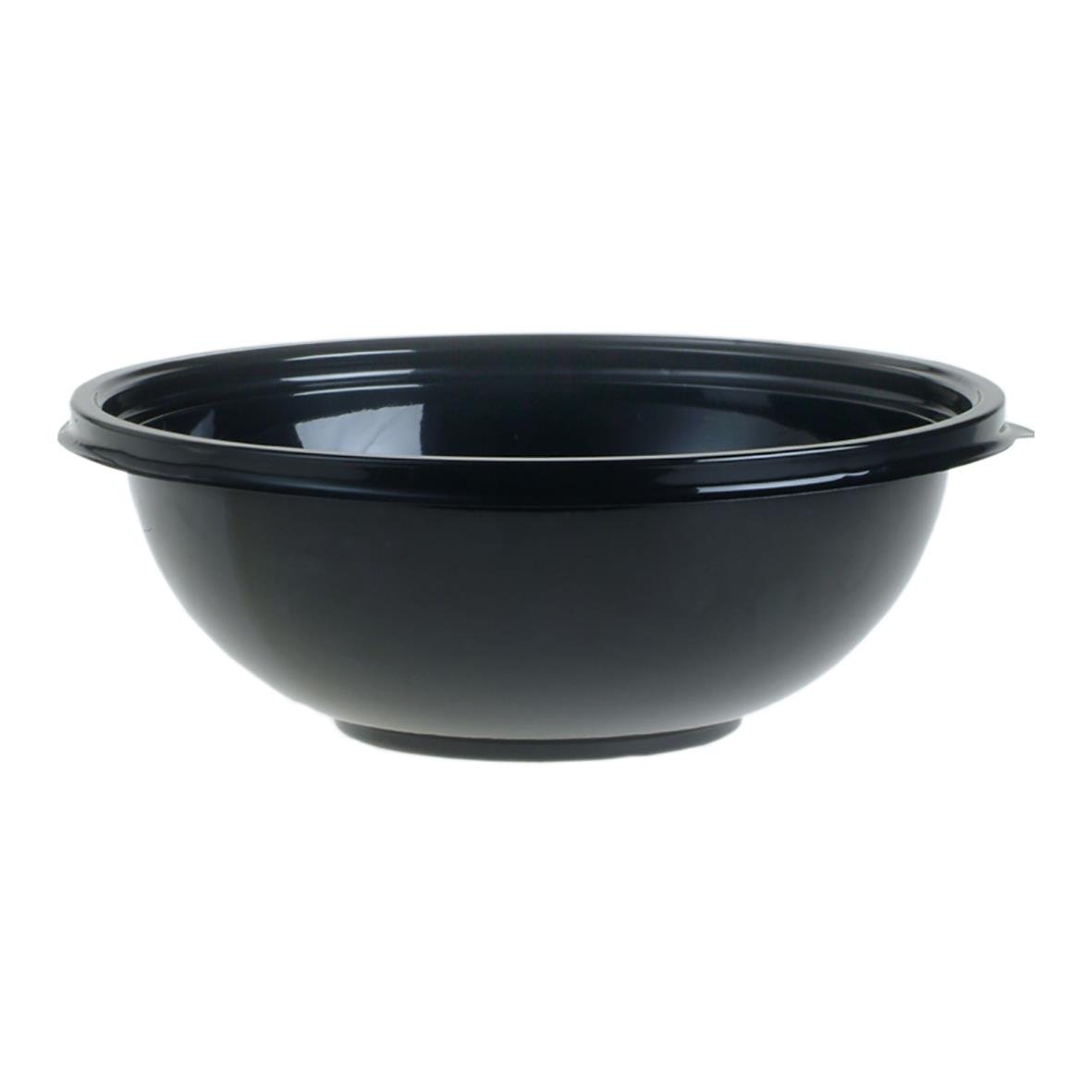 Svart rund plastskål i rPET med diameter 260 mm och höjd 90 mm, volym 2250 ml