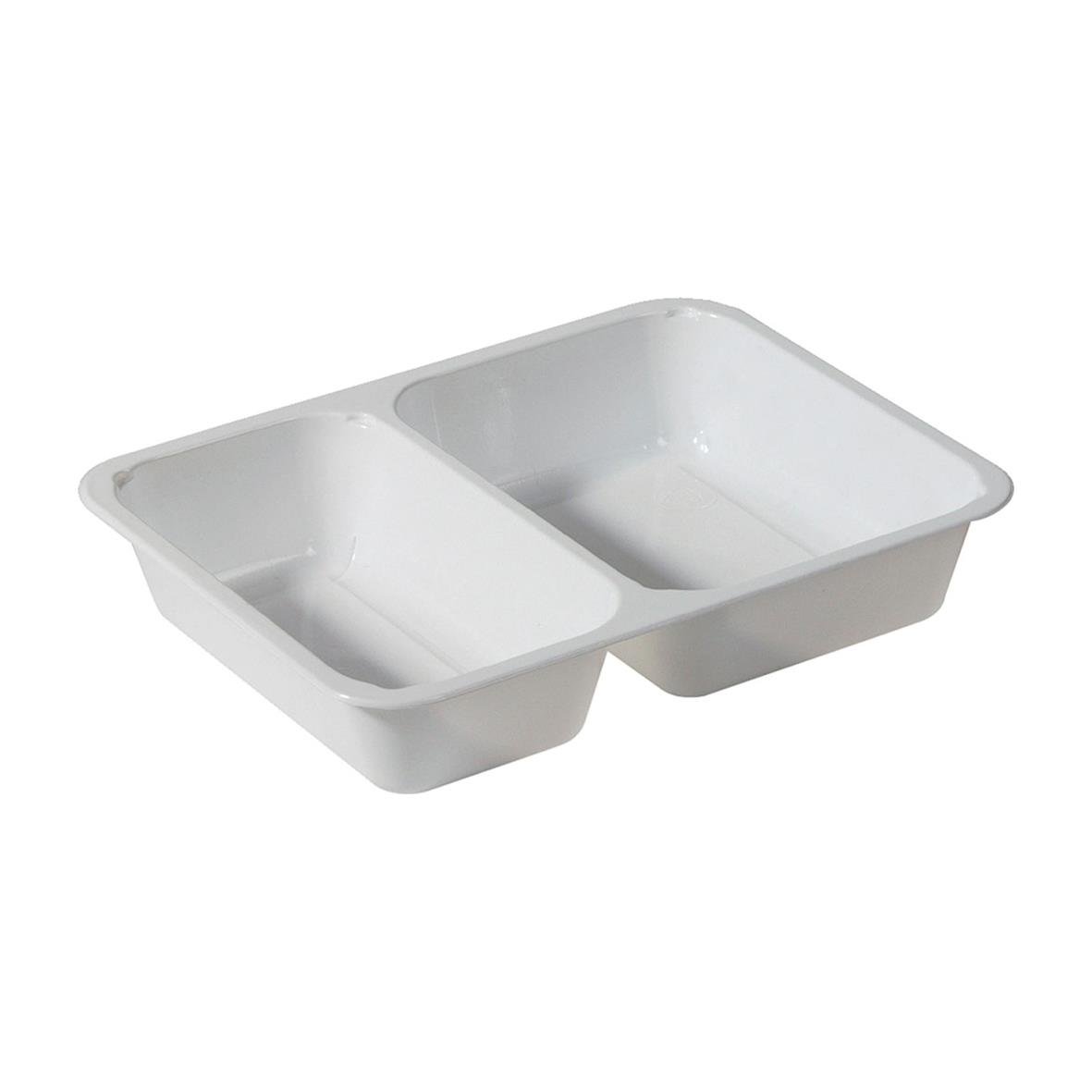 Vit plastform Duniform 2-F CPET med två fack, 655/455ml