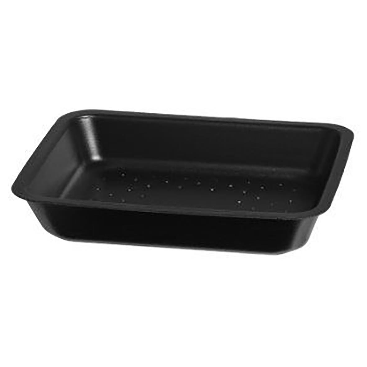 Svart plasttråg med perforerade hål, mått 225x175x34mm