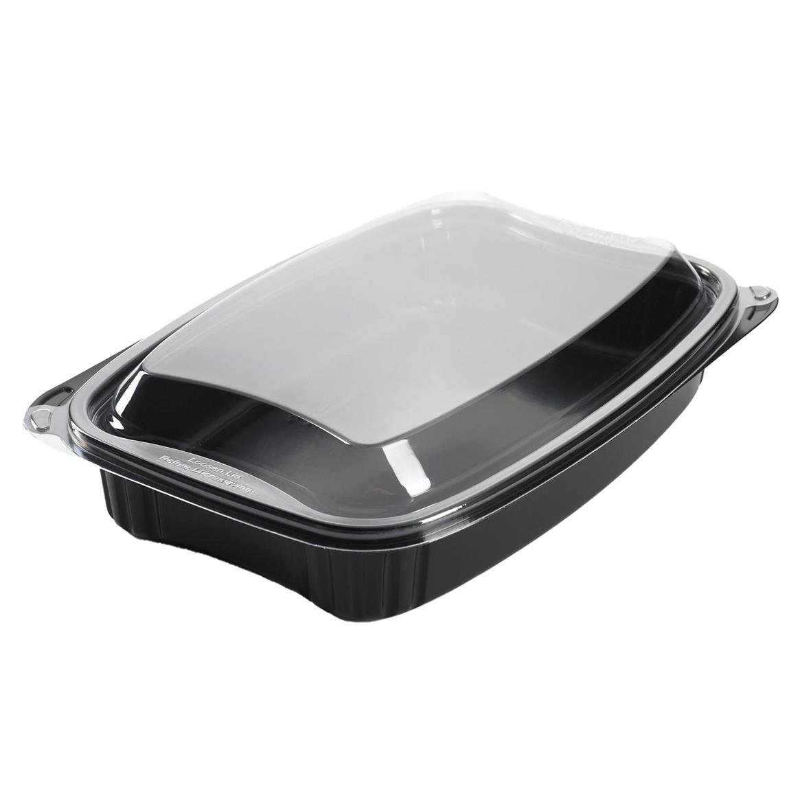 Svart plastform Bistro PP med lock, mått 254x174x42mm, 980ml
