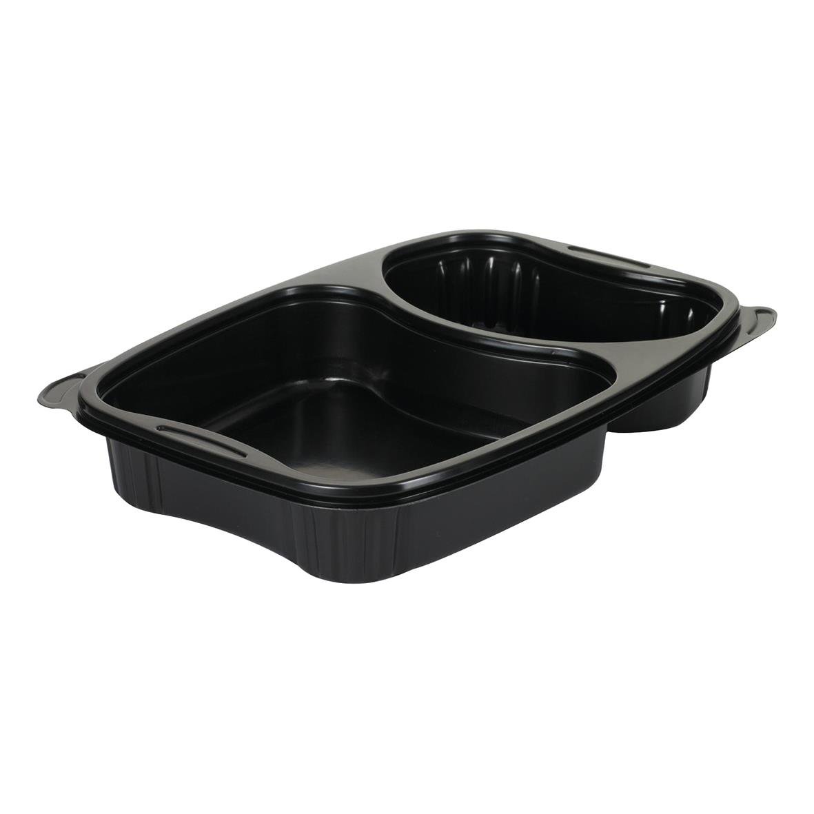 Svart plastbägare med två fack, 254x174x42mm, 330/580ml, Plastform Bistro 2-F PP