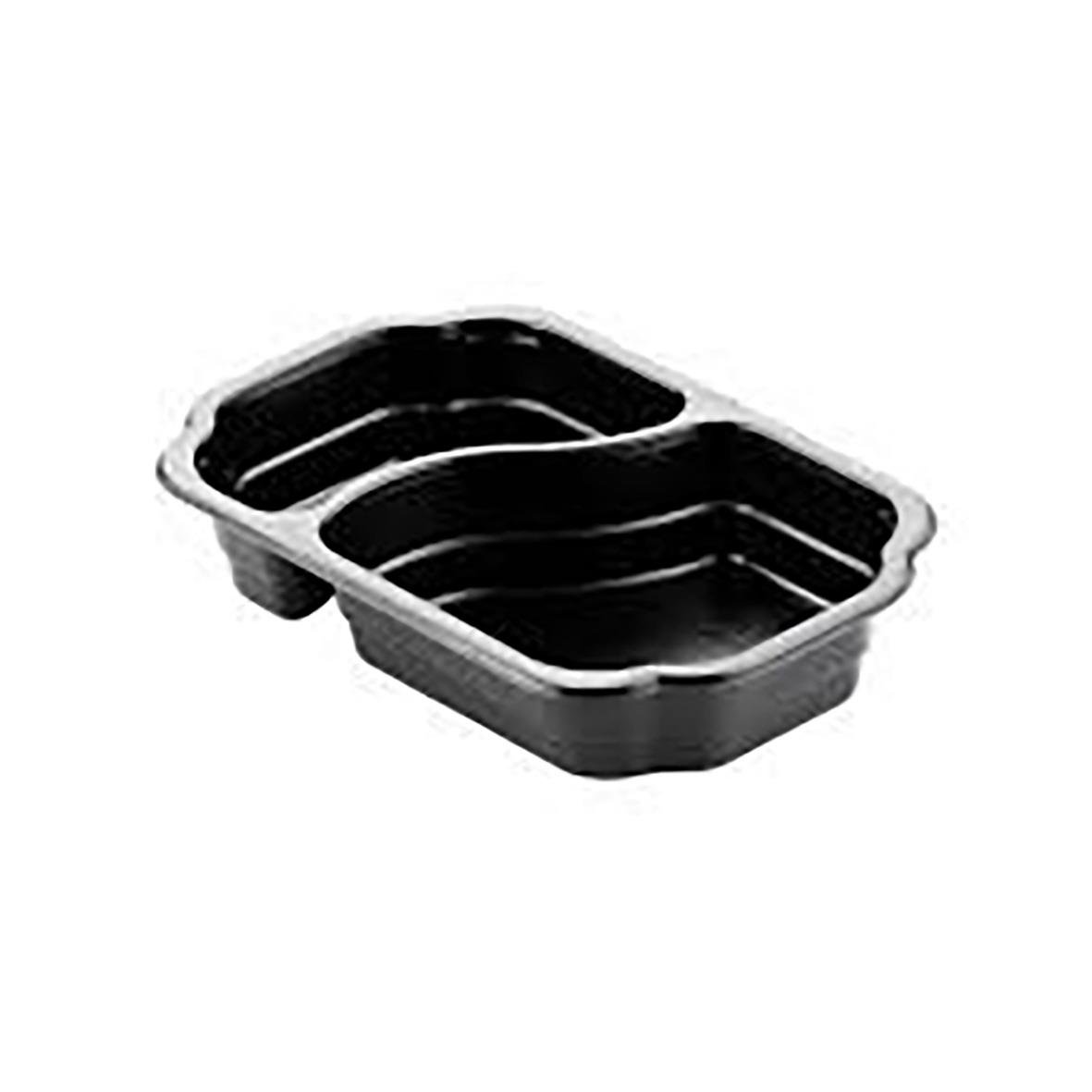 Svart plastlåda i två delar med måtten 250x159x45mm och kapacitet 700/400ml