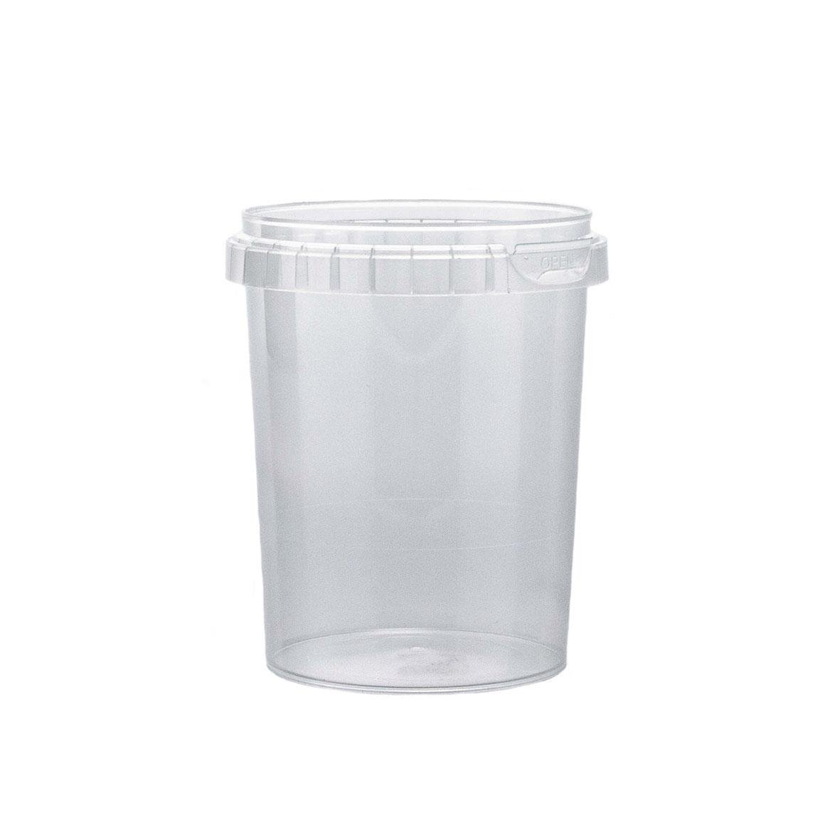 Rund plastbägare med lock, klar, 520ml, Ø95mm