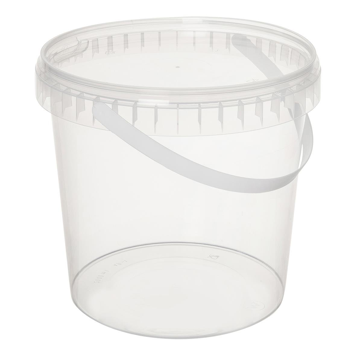 Klar plastbägare med lock och handtag, Ø170mm, 2,3L