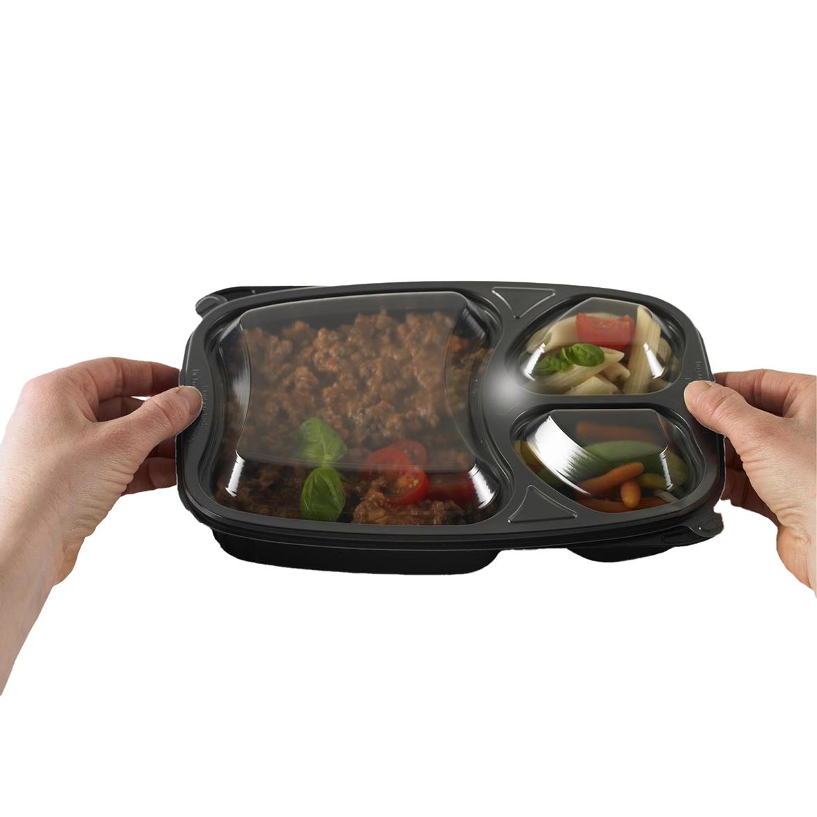 Lock till plastform Bistro 3-F OPS klar med mat i tre sektioner