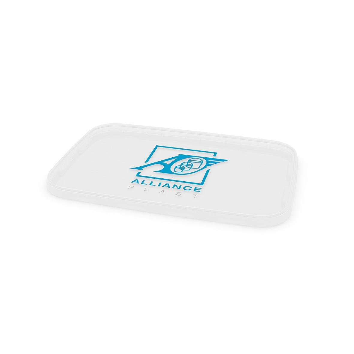 Rektangulär klar plastlock till hink, 293x198mm, med logo