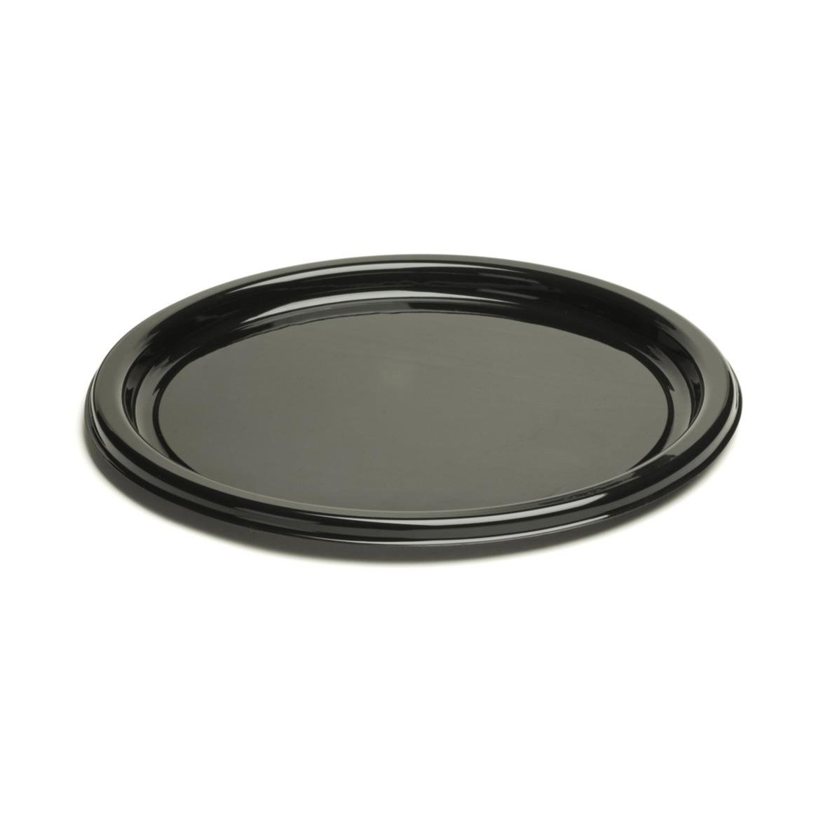 Svart plasttallrik i rPET med diameter 26 cm