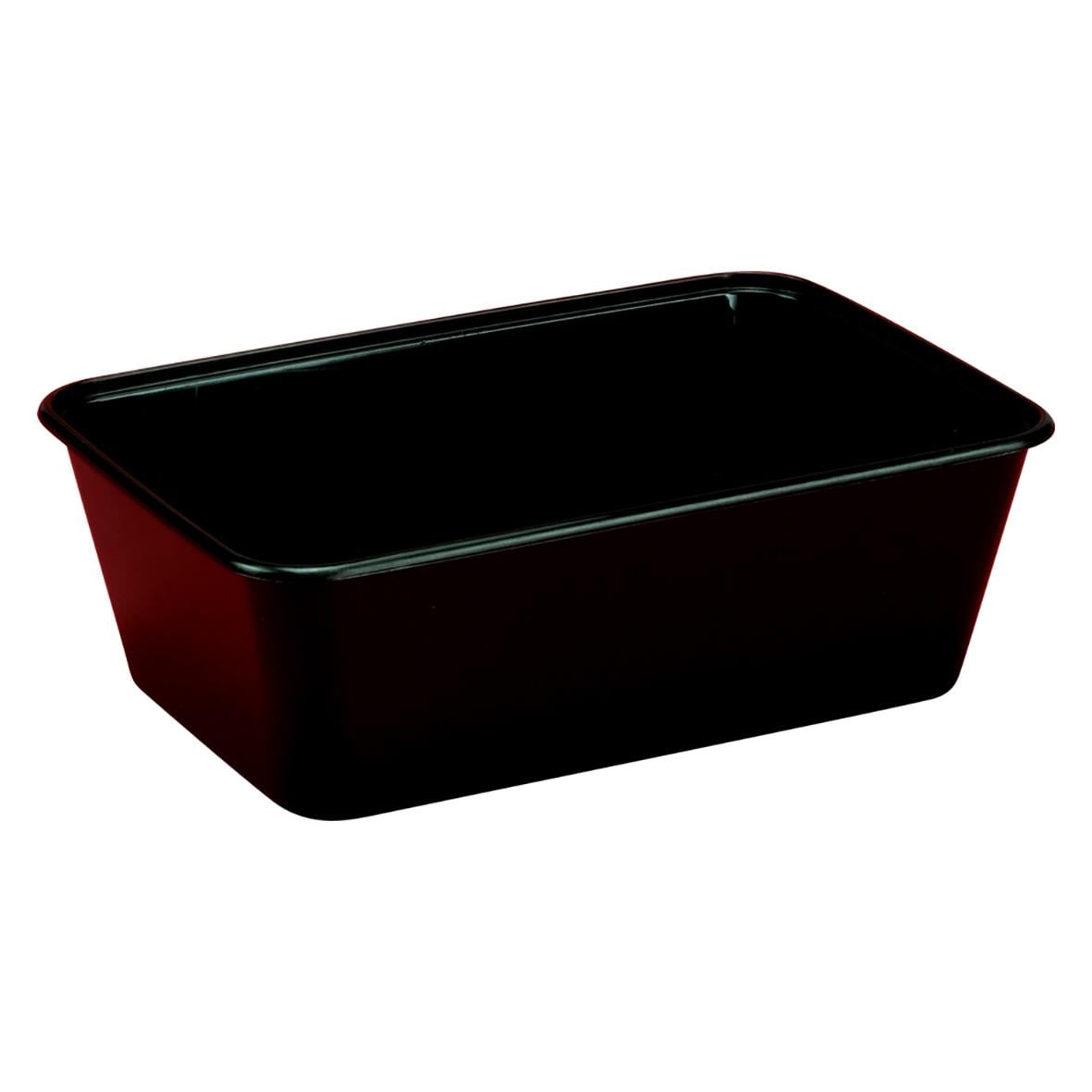 Svart plastlåda med måtten 175x120x52mm och volym 750ml