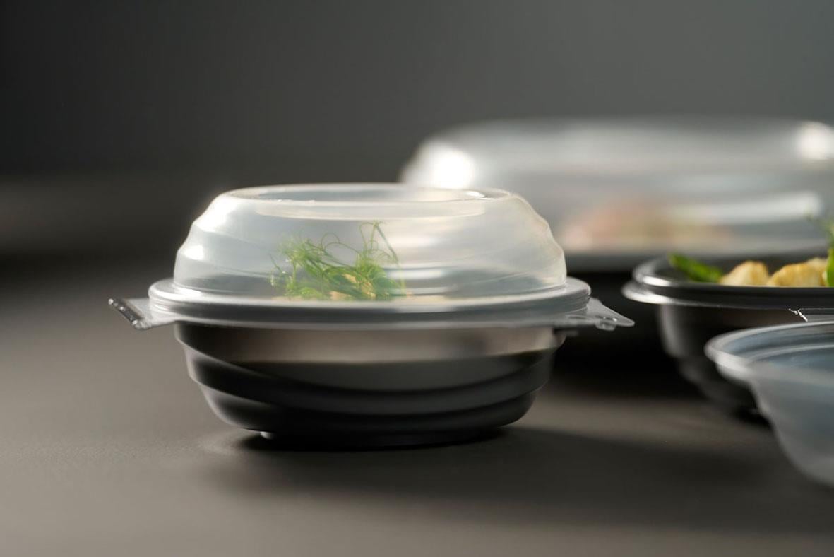 Plastform Duni Vista PP S 1-fack grå plastbehållare med lock, 532 ml