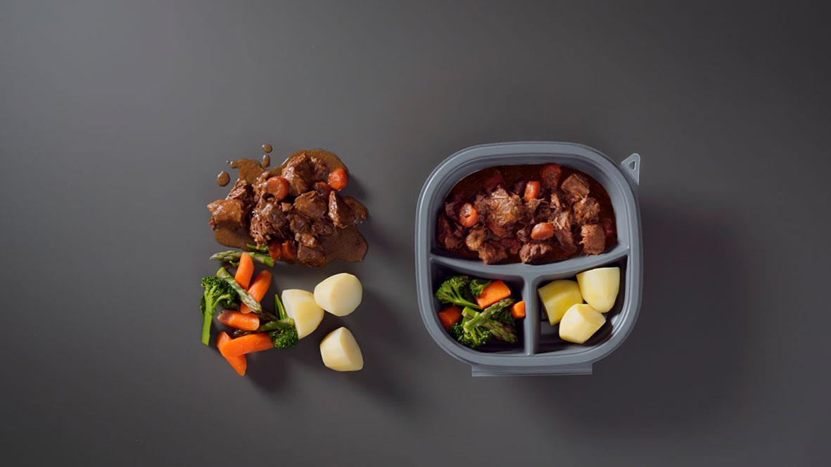 Plastform Duni Vista PP L 3-facks grå plastlåda med mat