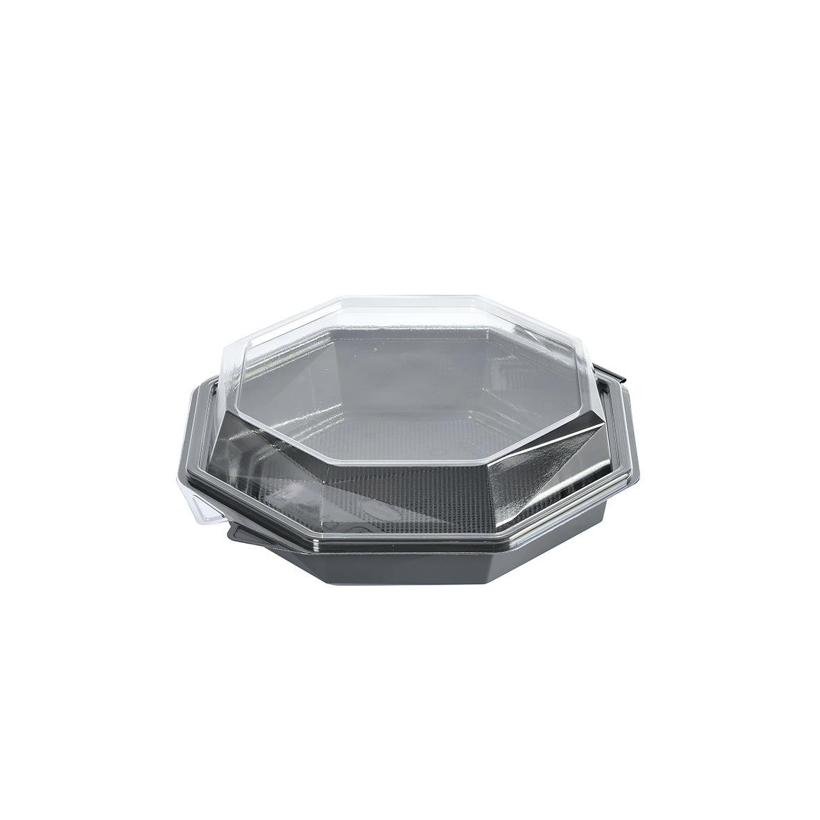 Plastform Duni Octaview Apet Grå/Klar 632ml, genomskinlig plastbehållare med åttakantig form