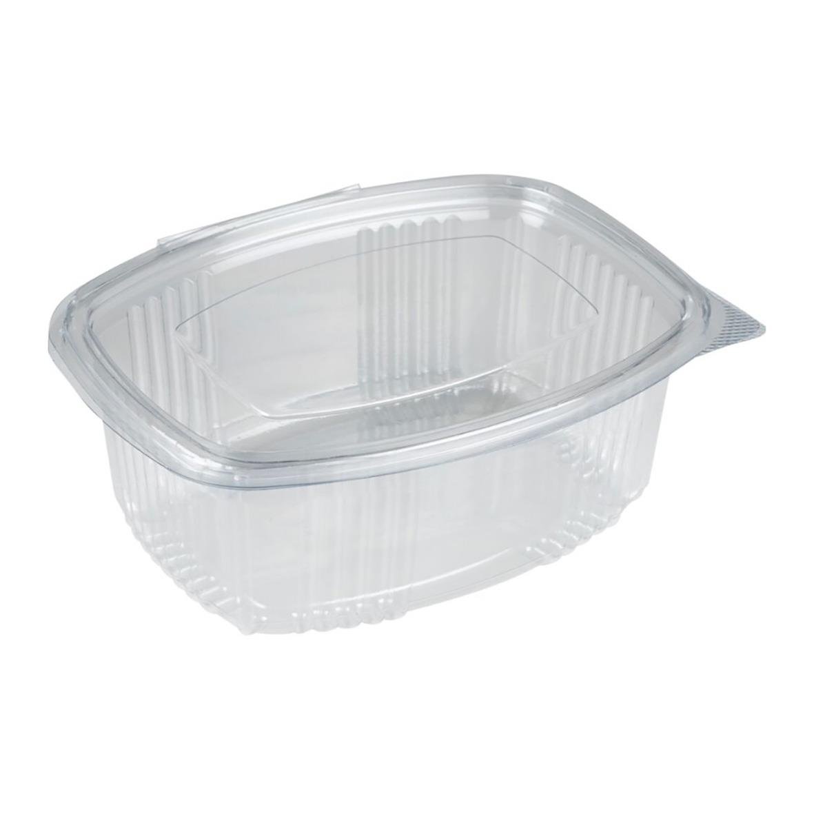 Klar plastbehållare med lock för 250ml vätska, tillverkad av r-PET