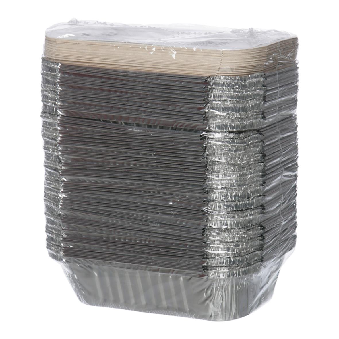 Aluminiumform med lock, 670ml, 192x119x43mm, staplade i plastförpackning